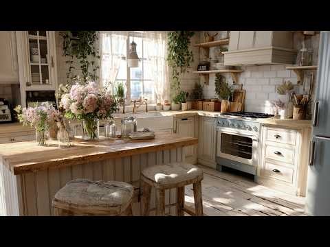 Elegant French Vintage Cottage Kitchen | Cozy Affordable Romantic Rustic Shabby Chic