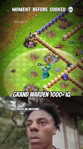 Grand Warden 1000+ IQ 💀😭 #clashofclans #troll #trending #funny #supercell