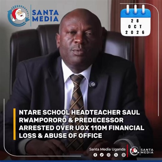 BREAKING: Officials from the Inspectorate of Government (IGG) and law enforcement have arrested current Ntare School Headteacher Saul Rwampororo, former headteacher Jimmy Turyagyenda, and former office typist Peace Kebirungi. The suspects were apprehended to face formal prosecution in court as anti-corruption authorities move to enforce financial accountability within government-aided educational institutions. #uganda #santamediaug