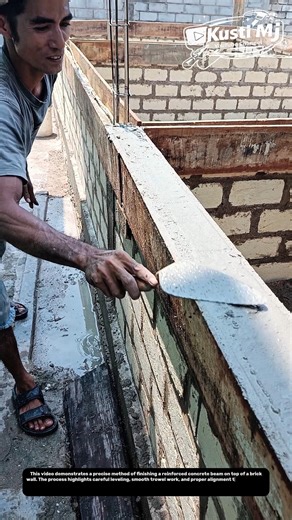 Precision Concrete Beam Finishing on Brick Wall | Clean Edge Technique for Strong Structure 🙏