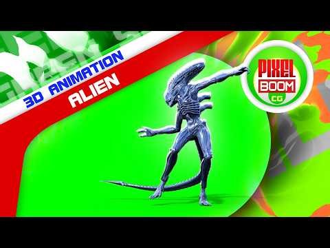 Green Screen Alien Monster 3D Animation PixelBoomCG