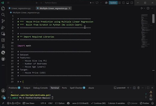 Building Multiple Linear Regression from Scratch in Python | Umer Sarwar posted on the topic | LinkedIn