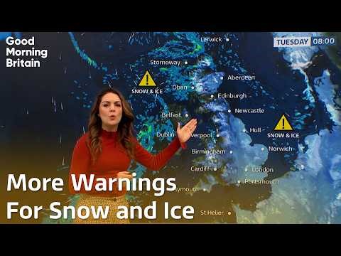 Snow and ice warnings across large parts of the UK