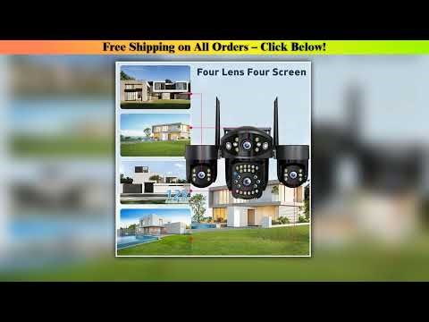 20MP 4-Lens PTZ Security WiFi Camera, 4-Screen Live View, 12X Zoom AI Tracking, Starlight Vision,