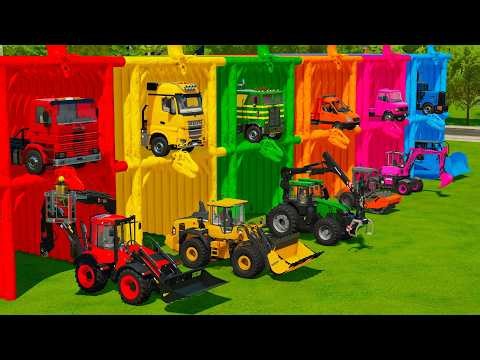 TRANSPORTING CONSTRUCTION VEHICLES BACKHOE LOADERS, EXCAVATORS WITH TOW TRUCKS! Farming Simulator 22