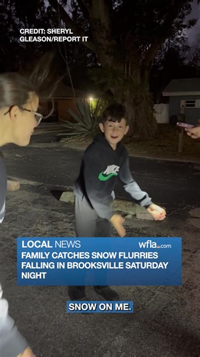 "IT'S LITERALLY SNOWING": A family in Brooksville went out to catch snow flurries as they came down from the sky Saturday night. Send your weather photos and videos in to WFLA.com/ReportIt | WFLA News Channel 8