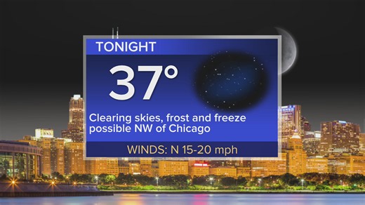 Tonight: Clearing skies; frost, freeze possible northwest of Chicago