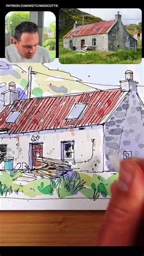 Loose Ink & Watercolour Cottage