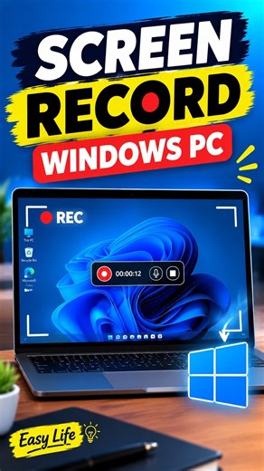 How to Screen Record on Windows PC 💻🔥 #Shorts #windowstips