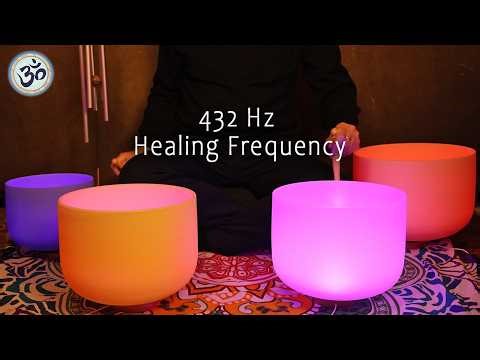 432 Hz Crystal Singing Bowls with Tubular Bells, Wipes out all Negative Energy, Healing Frequency