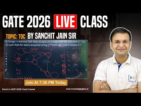 Deterministic Finite Automaton📘 | GATE 2026 🚀TOC by Sanchit Sir | KnowledgeGate LIVE 🔴 @ 7:30 PM ⏳