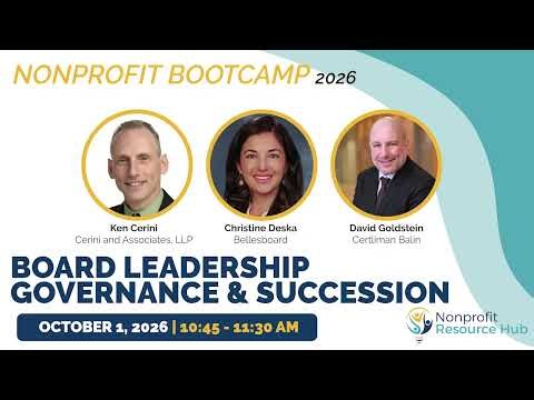 Nonprofit Bootcamp: Board Leadership Governance and Succession