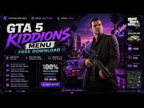 FREE GTA 5 Kiddions Mod Menu 2026 | 🚁 Money Drop + God Mode + Vehicle Spawn + Teleport | Undetected!