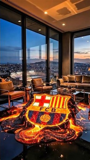 Don't Blink... Lava Explodes to Become Barcelona's Logo 🤯🔥 #epoxy #shortvideo #barcelona #viral