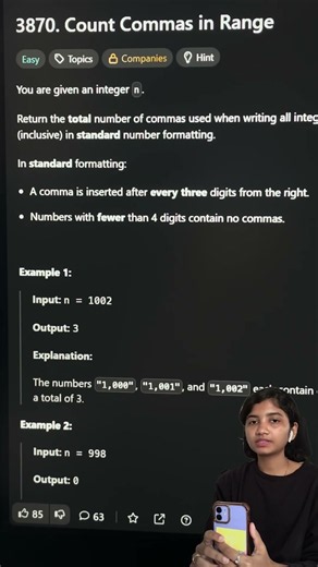 LeetCode 3870: Count Commas in Range 🤯 | Daily Challenge | Tamil #shorts