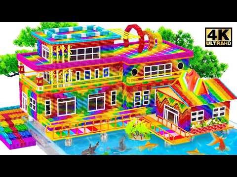 ASMR x 1.5 - How To Build Luxury Modern House Has The Pier By The Sea From Magnetic Balls