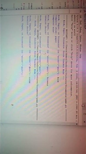 Rock,Paper, Scissor game using python code #python #coding