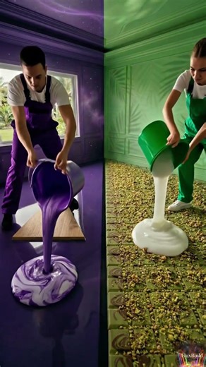 THIS DOUBLE FLOOR IS UNREAL!😱🍫✨ Epoxy Luxury Transformation #epoxyflooring