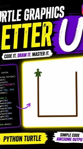 Drawing the Letter U with Python Turtle #python #coding #tutorial