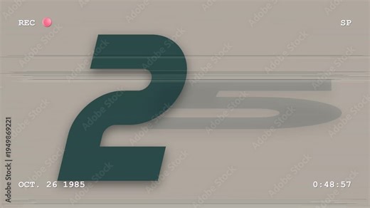 Retro VHS effect with a colorful digital countdown timer tracking lines and timecode