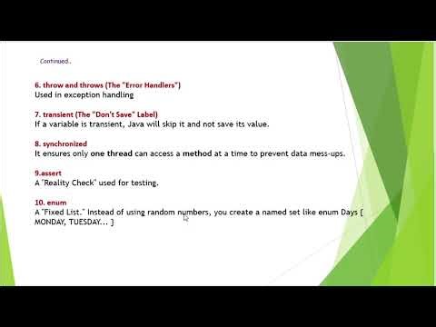 Java keywords static transient throw throws