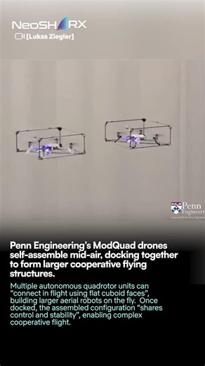 Modular aerial robot system** that enables individual quadrotor units #robotics #innovation #drone