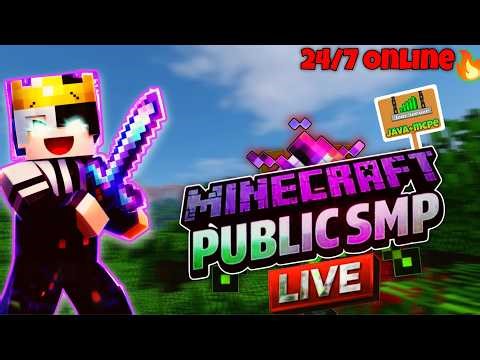 Minecraft Public SMP LIVE 🔥 | 24/7 Online | Anyone Can Join 😱 (Java + PE + Cracked)