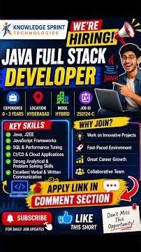 🚨 Java Full Stack Developer Hiring! Knowledge Sprint Technologies hiring.#2026batch #freshersjobs