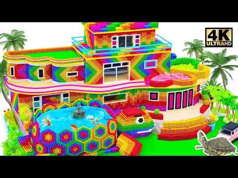 ASMR x 1.5 - How To Make Rainbow ECO House Has Amazing Tortoise Pond For Turtle From Magnetic Balls
