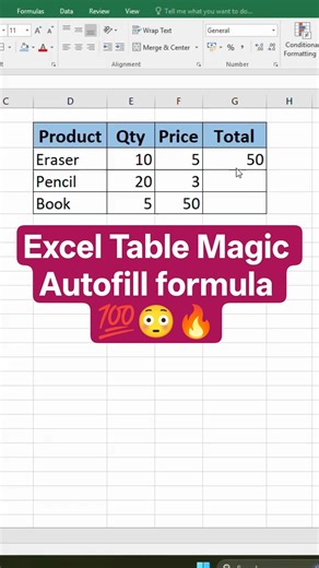 This Excel Trick Copies Formulas Automatically 🔥🔥#shortsfeed #viralvideo #exceltips