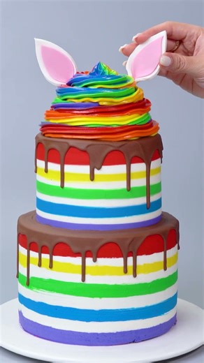 Magical Rainbow Cake for a Perfect Birthday 🌈 #birthdaycake #shorts #dessert