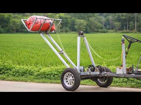 The clever farmer invented a machine that made heavy work surprisingly easy.