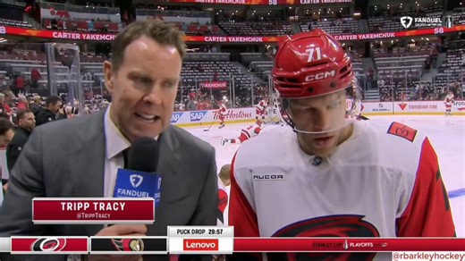 "The players that win the most battles are gonna have success tonight"Taylor Hall discussed what he believes will be the biggest things the Hurricanes need to win Game 4 and what has made Logan Stankoven's line work in the ice-level interview 🧊🏒#SoundTheSiren #GoSensGo #NHL #StanleyCup