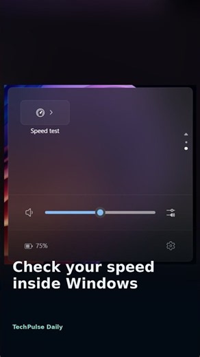 Windows tests an internet speed check inside Quick Settings