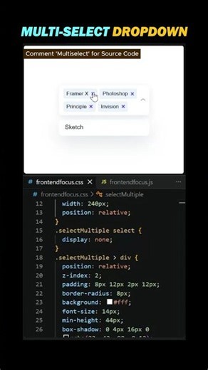Animated Multi-Select Dropdown with HTML, CSS & JavaScript 🔥 #Shorts