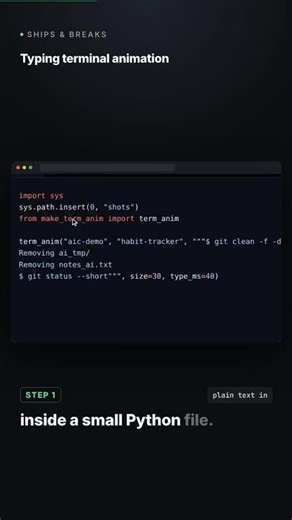 Free typing terminal animation for coding videos (no screen recording) #python #playwright #coding