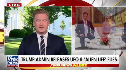 BREAKING: Trump admin releases highly anticipated files documenting UFOs and "extraterrestrial life."The move comes after a White House official leaves a hard drive holding unseen footage of UFOs on @pdoocy's desk overnight.