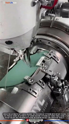Innovation Automatic Cap Sewing Machine for Precision Hat Stitching with Rotary Feeding #tech