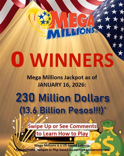 🎟️ Mega Millions Results – January 16, 2026 The Mega Millions winning numbers are out! 💰✨ Check your tickets and see if luck is on your side. Stay tuned for updates on the next draw and jackpot details. #MegaMillions #MegaMillionsResults #MegaMillionsToday #lottoresults #lottoresultstoday #lotto #lottery #jackpot #winningnumbers #USLottery #results #draw | World's Biggest Lotto Results
