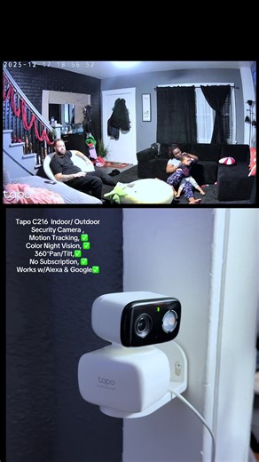 TP-Link & Tapo C216 Pan/Tilt Indoor/Outdoor Security Camera 2K 3MP Al Person/Baby Cry Detect, Motion Tracking, Color Night Vision, 360º Pan/Tilt, No Subscription, Works w/Alexa & Google #taposecuritycamera #tapocamera #securitycameracaughtthis #tapoc216 #livingroomcamera @Tapo USA Official