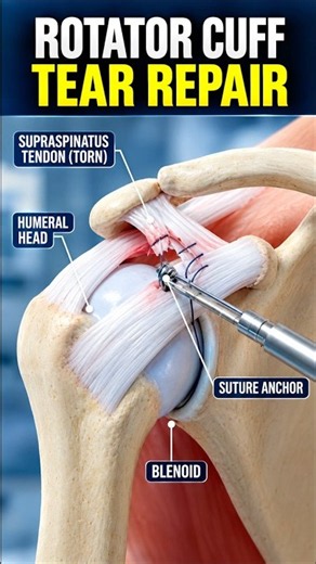 A crystal-clear 3D medical animation demonstrating a rotator cuff tear repair. #surfaceanatom #viral
