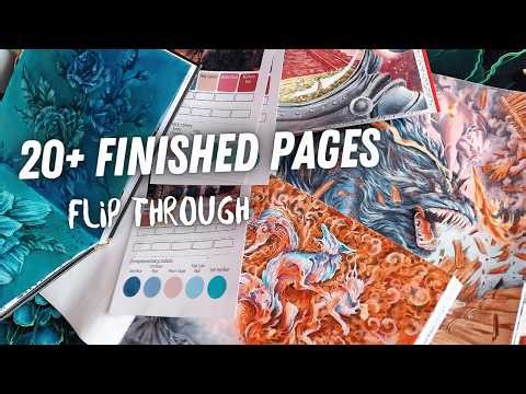 My 2026 Finished Pages Flip Through | 20+ Coloring Pages #adultcoloring #finishedcoloringpages