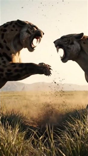 Smilodon vs Saber Tooth Tiger Battle for Territory