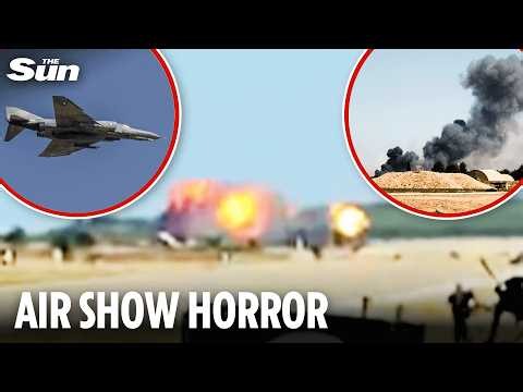 Moment jet crashes in front of crowd at packed air show in Greece – as two pilots killed