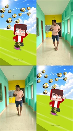 Escape form bees Jj Maizen Minecraft animation meme#funny #shortsfeed #viral #viralvideo #meme