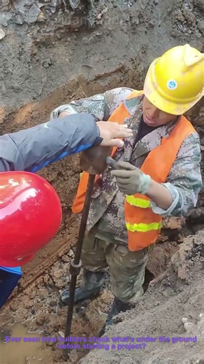 Soil Sampling in Action: Workers Collecting Underground Dirt Samples for Construction!