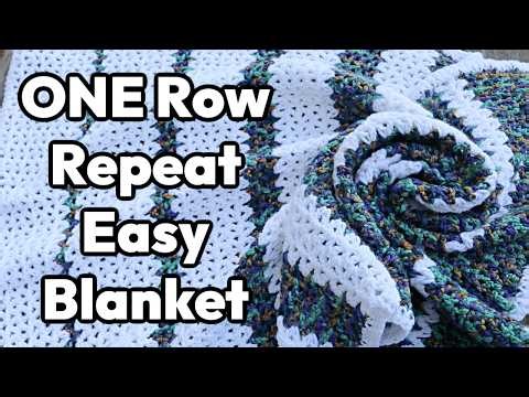 EASY One Row Repeat Crochet Blanket | Beginner Friendly Blanket Tutorial | V Stitch Projects
