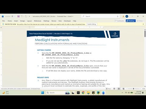 New Perspectives Excel 365/2021 | Module 3: SAM Project 1b MedSight Instruments