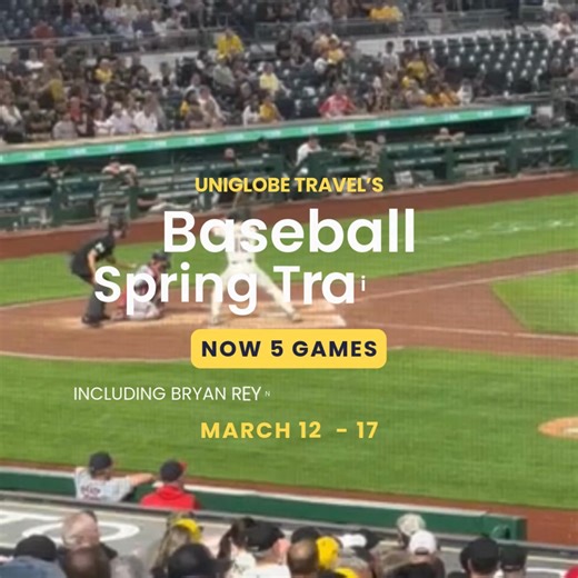 ⚾️ MLB SPRING TRAINING TRIP ~ FLORIDA Just a few spots left to see now 5 MLB Games in Florida with 5 nights on Bradenton Beach. Newly added game: Atlanta at Pirates with Bryan Reynolds Bobblehead giveaway Don't miss this homerun of a trip! Sign up today! https://www.uniglobeohiovalleytravel.com/spring-training-baseball | Uniglobe Ohio Valley Travel
