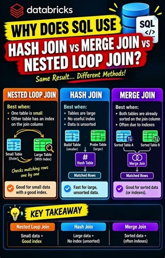 Why does SQL sometimes perform a Hash Join vs Merge Join vs Nested Loop Join?